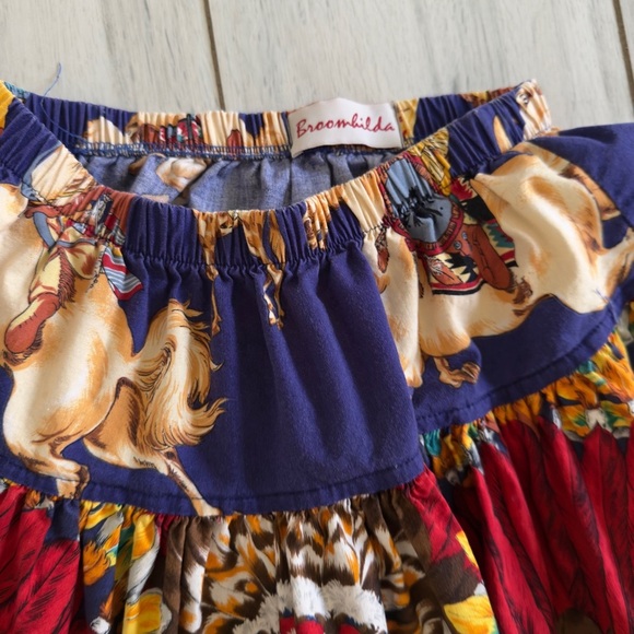 Vintage Broomhilda Native American Broomstick A- Line Skirt Cotton USA size M/L - Picture 4 of 7